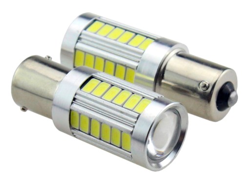 P21W 33 SMD 5630 + LED šošovka BA15S studená 12V