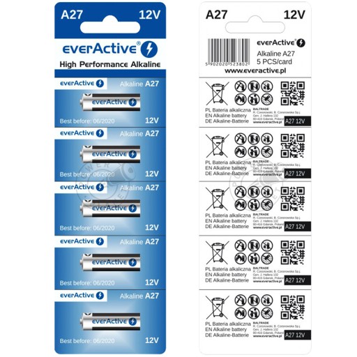 Everactive Alkaline MN27 5BL A27 batérie 5 kusov