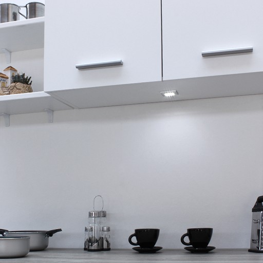 SQUARE LED podskrinkové svietidlo mliečne 12V modré