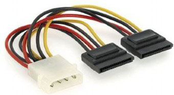 MOLEX napájací kábel - 2x SATA rozbočovač 15cm