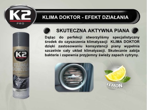 K2 KLIMA DOKTOR na dezinfekciu a odstraňovanie plesní z klimatizácie v automobiloch