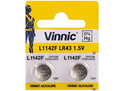 2x AKUMULÁTOR VINNIC AG12 L1142 LR43 G12 186 L1142F