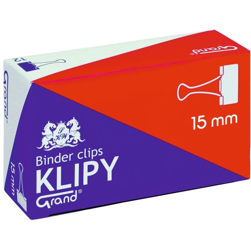 Kancelárske klipy GRAND 15mm čierne 12ks XS