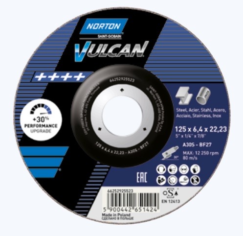 Brúsny kotúč T27 125x4,0x22,23 Metal/Inox Norton Vulc