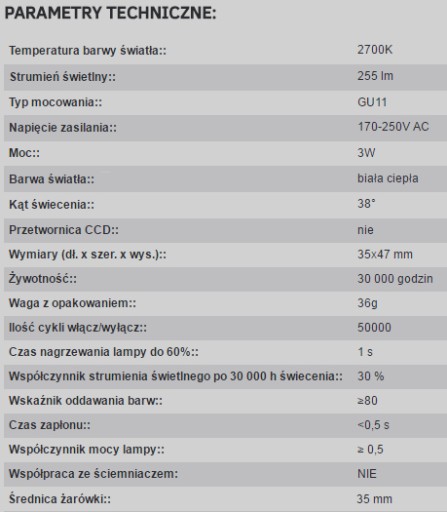 LED žiarovka MR11 GU10 3W 35mm Teplá KERAMICKÁ