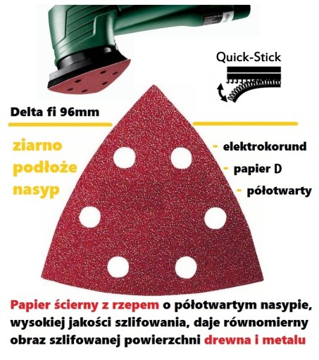 Suchý zips trojuholníkový brúsny papier 96mm 10ks GERMANY120