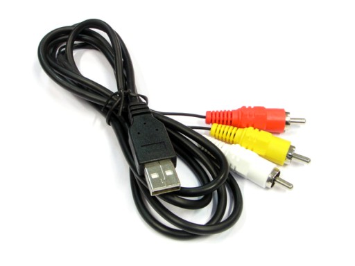 Prepojovací kábel, USB zástrčka do 3xRCA CHINCH zástrčky, 1m
