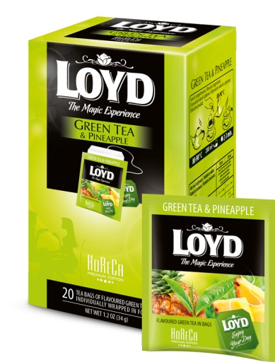 Ochutený zelený čaj v obálkach Loyd Horeca Green Tea ananás 20 ks