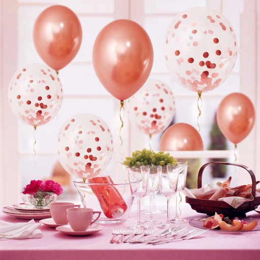 Balóniky s konfetami ROSE GOLD 28cm -- 30 ks