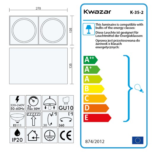 Stropná LAMPA halogénová LAMPA pre LED ALU K352