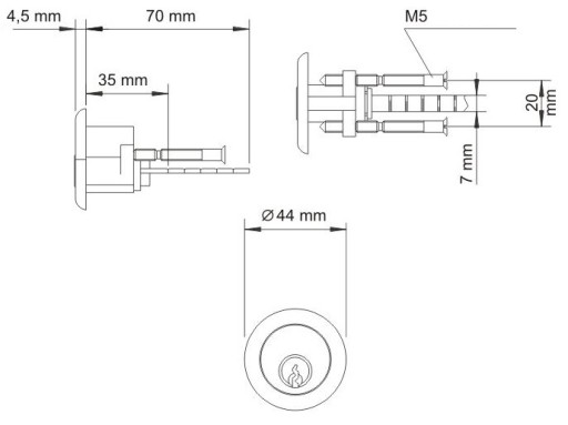 Okrúhla vložka pre povrchové zámky. mosadzné XL-Tools WK001