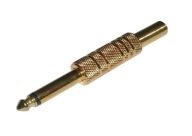 6,3 mm samec mono jack konektor s odľahčením ťahu, zlatý
