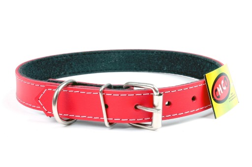 Kožený obojok s filcom psík 49-59cm/24mm Červený