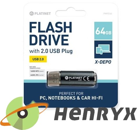 USB kľúč Platinet X-DEPO 64GB, pevný kov