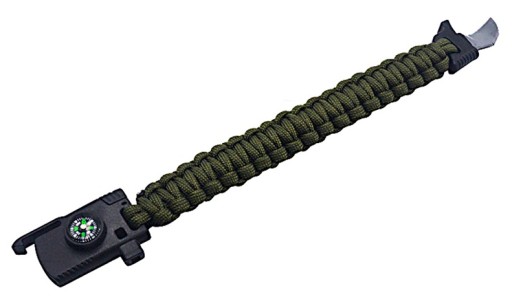 NÁRAMOK PARACORD SURVIVAL BAND 5v1 S NOŽOM MILITARY SURVIVAL