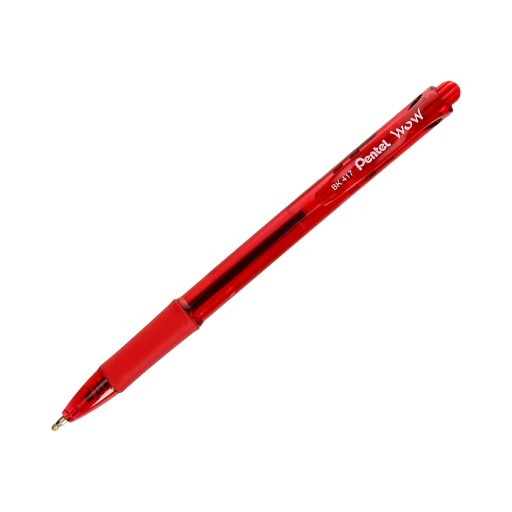 Červené vysúvacie guľôčkové pero WOW Pentel BK417