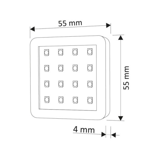 LED SQUARE 2 SVIETIDLÁ strieborná 1,5W 12VDC studená