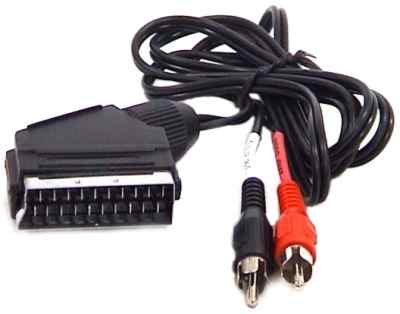 EURO SCART zástrčka/2x RCA audio cinch kábel 1m (2068)