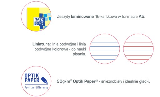 Farebne linajkový zošit Oxford A5, 16 listov