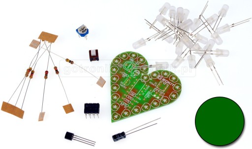 Blikajúce zelené LED srdce - DIY__________ELEK-091