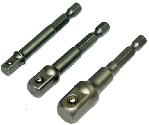 Adaptéry pre nástrčné skrutkovače 1/4'' 3/8'' 1/2'' JOBI