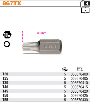 TORX BETA END 867TX/30 T30 POHON 10MM