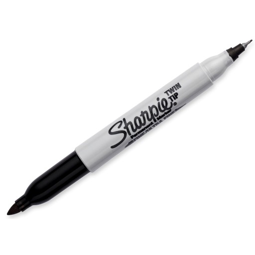 Popisovač SHARPIE TWIN TIP BLACK Obojstranný popisovač CD Jemný a hrubý hrot