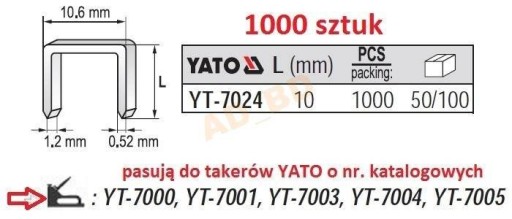 Spony 10x10,6 mm x 1000 ks YT-7024