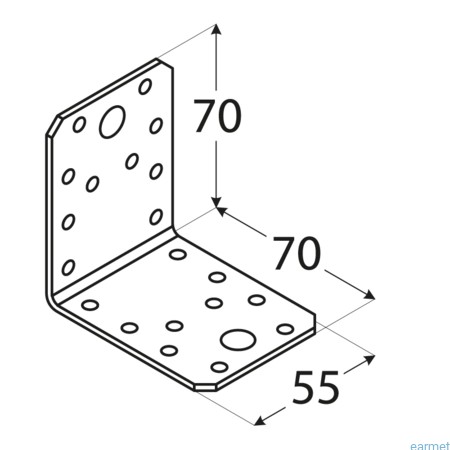 INŠTALAČNÝ UHOL STAVEBNÝ KONEKTOR 70x70x55x2