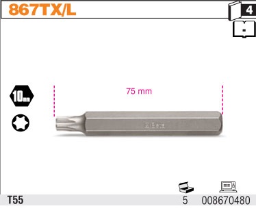 BIT 10MM DLHÝ TORX KEY T55 BITS 867TX/L BETA