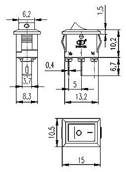 KCD11 Mini kolískový spínač 3A 250V ON-OFF