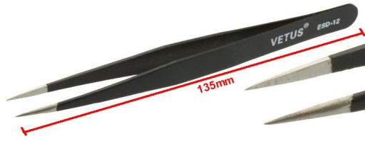 Pinzeta, pinzeta, kovová pinzeta, ESD-12 SMD