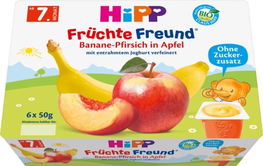 HiPP BIO dezert s jablkami, banánmi, broskyňami a jogurtom