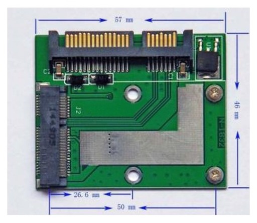 ADAPTÉR Half Slim mSATA to SATA III SSD
