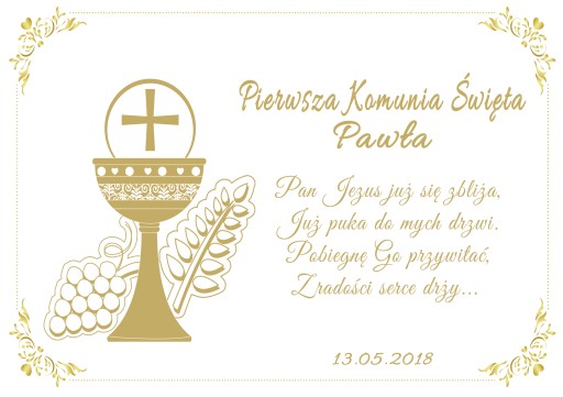 Oblátka na tortu Sväté prijímanie A4 Meno Dátum