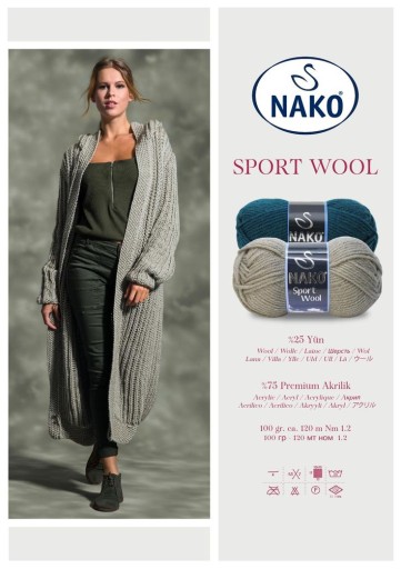 Priadza NAKO SPORT WOOL, akrylová vlna 6574