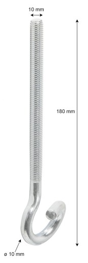 EYE HOOK HÁDKA NA HOjDAČKU M10 180 mm