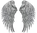 Strieborné flitre Wings termo nášivka VEĽKÁ 34cm