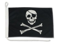 Pirátska vlajka BONES na jachtu 30x40 cm Vlajka pirátskej plachetnice