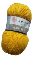 100g bavlnená akrylová priadza Jeans Plus 35 žltá