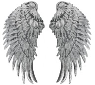 Strieborné flitre Wings termo nášivka VEĽKÁ 34cm