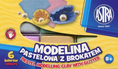 Pastelová modelovacia hmota s trblietkami, 6 farieb Astra