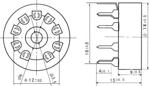 ZÁSUVKA KERAMICKÁ 9PINOVÁ PCB1 NOVAL 12AX7 12AT7