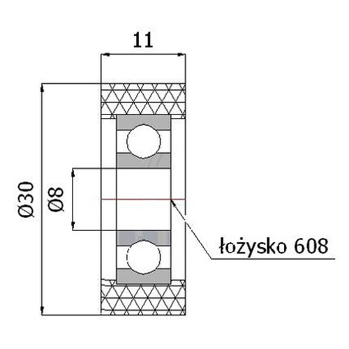 Polyuretánový prítlačný valec fi. 30 mm ložisko