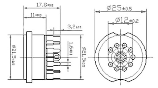 KERAMICKÁ ZÁSUVKA 9PIN PCB6 NOVAL ECC83 ECC82