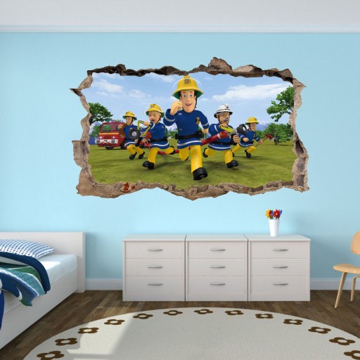 Nálepka na stenu FIREMAN SAM! 3D efekt! Veľký výber z