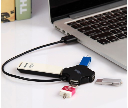 Unitek Y-2178 čierny USB hub pre 4x USB 2.0, malý, Plug&Play