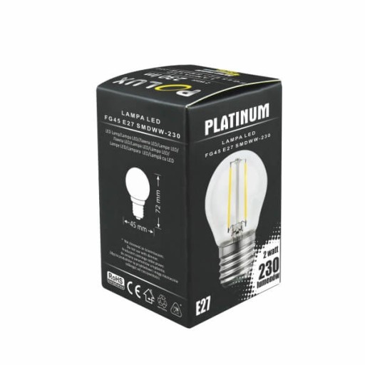 LED guľová žiarovka G45 E27 2W 230lm POLUX 3000K 360