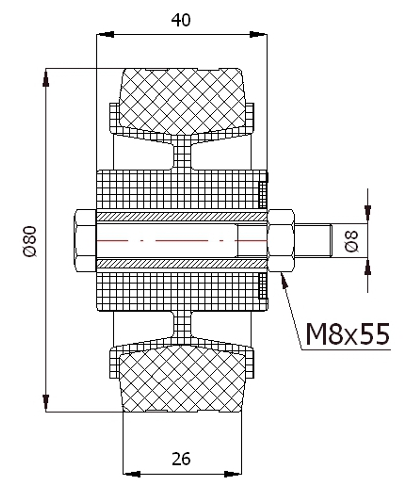 fi 80mm KOLIESKO PLASTOVÁ A GUMOVÁ SKRUTKA - 2TS