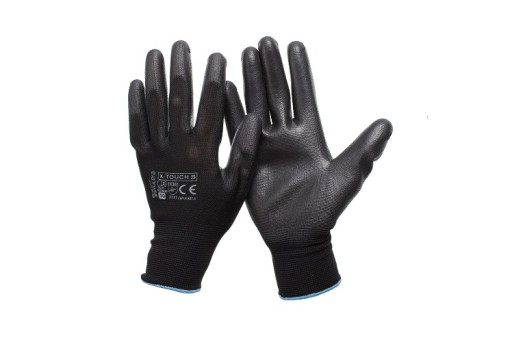 PRACOVNÉ RUKAVICE X-TOUCH BLACK s PU povlakom veľkosť 8